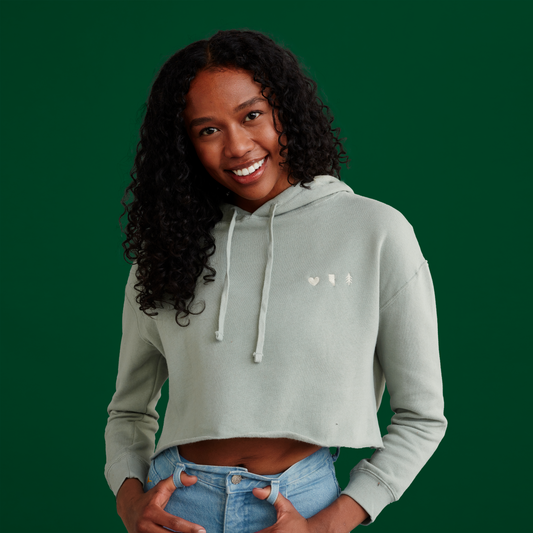 Sage Green – Love AB Crop Hoodie